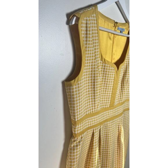 Antonio Melani Size 10 Yellow Cotton Polka Dot Fit & Flare Sweetheart Neck Dress - Picture 3 of 7